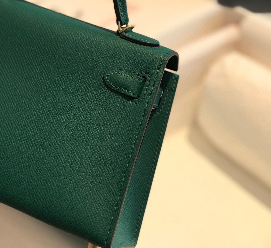 HERMES KELLY MINI 20 GREEN EPSOM GOLD HARDWARE