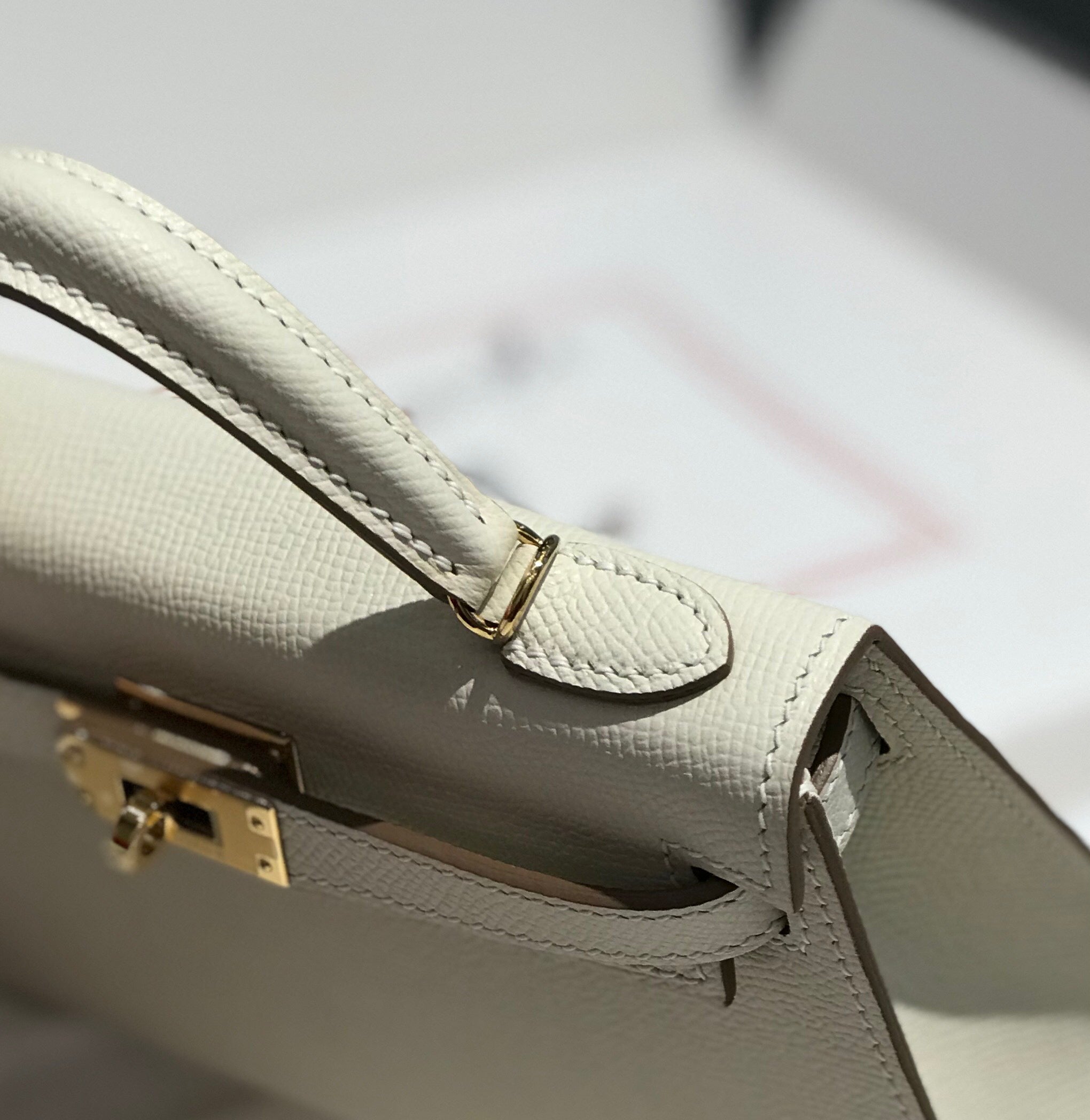 HERMES KELLY MINI 20 WHITE EPSOM GOLD HARDWARE