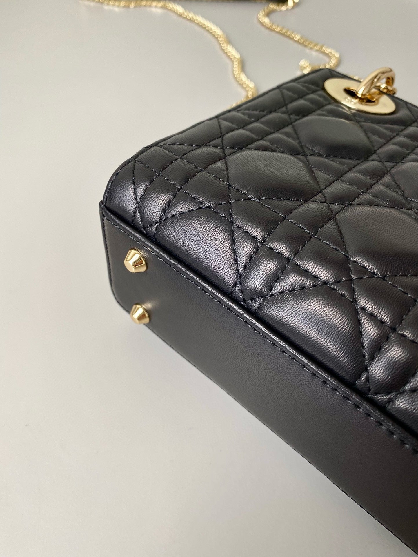 DIOR MINI MY LADY 17 BLACK CALFSKIN GOLD HARDWARE