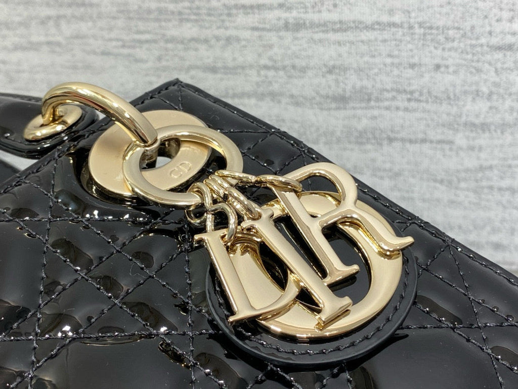 DIOR MINI 17 LADY BAG IN BLACK PATENT CALFSKIN