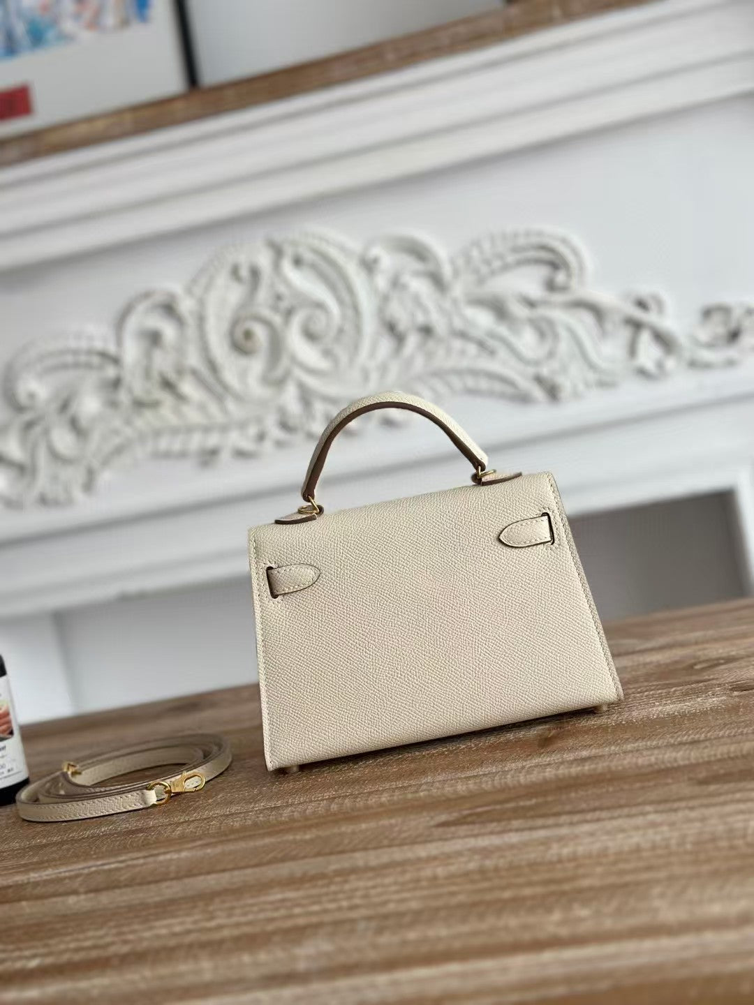 HERMES KELLY MINI 19 WHITE CALFSKIN GOLD HARDWARE