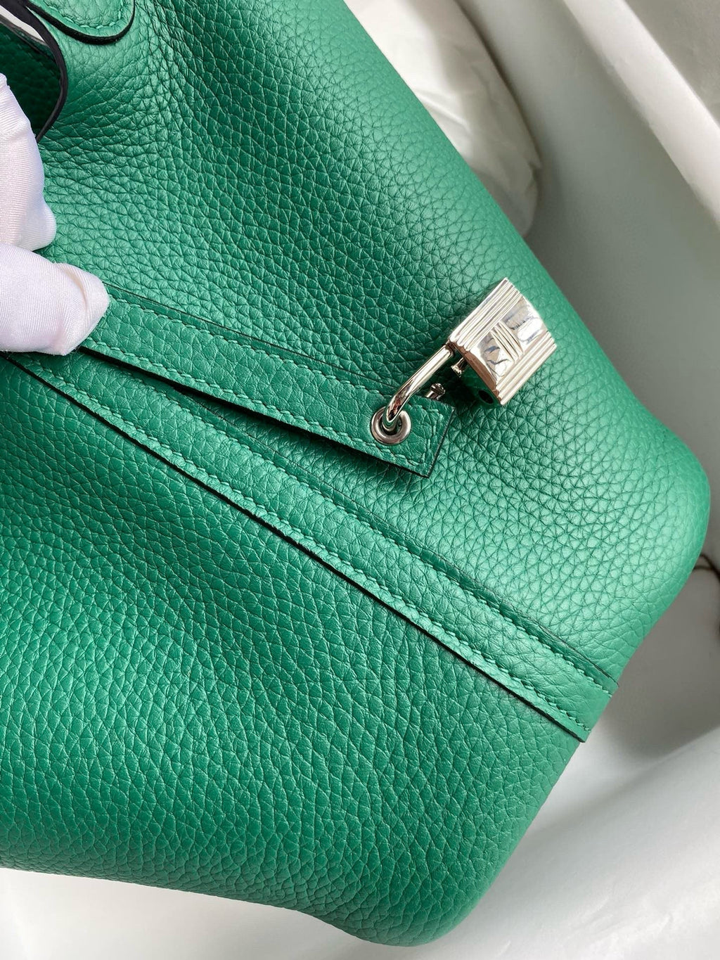 HERMES PICOTIN LOCK 18 EMERALD TOGO SILVER HARDWARE