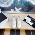 CHANEL ESPADRILLES FLAT SHOES IN BEIGE TWEED AND LEATHER
