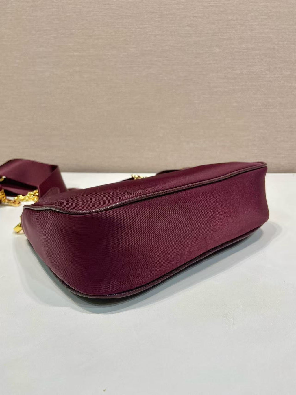 PRADA HOBO BAG 22 IN BURGUNDY RED RE-NYLON