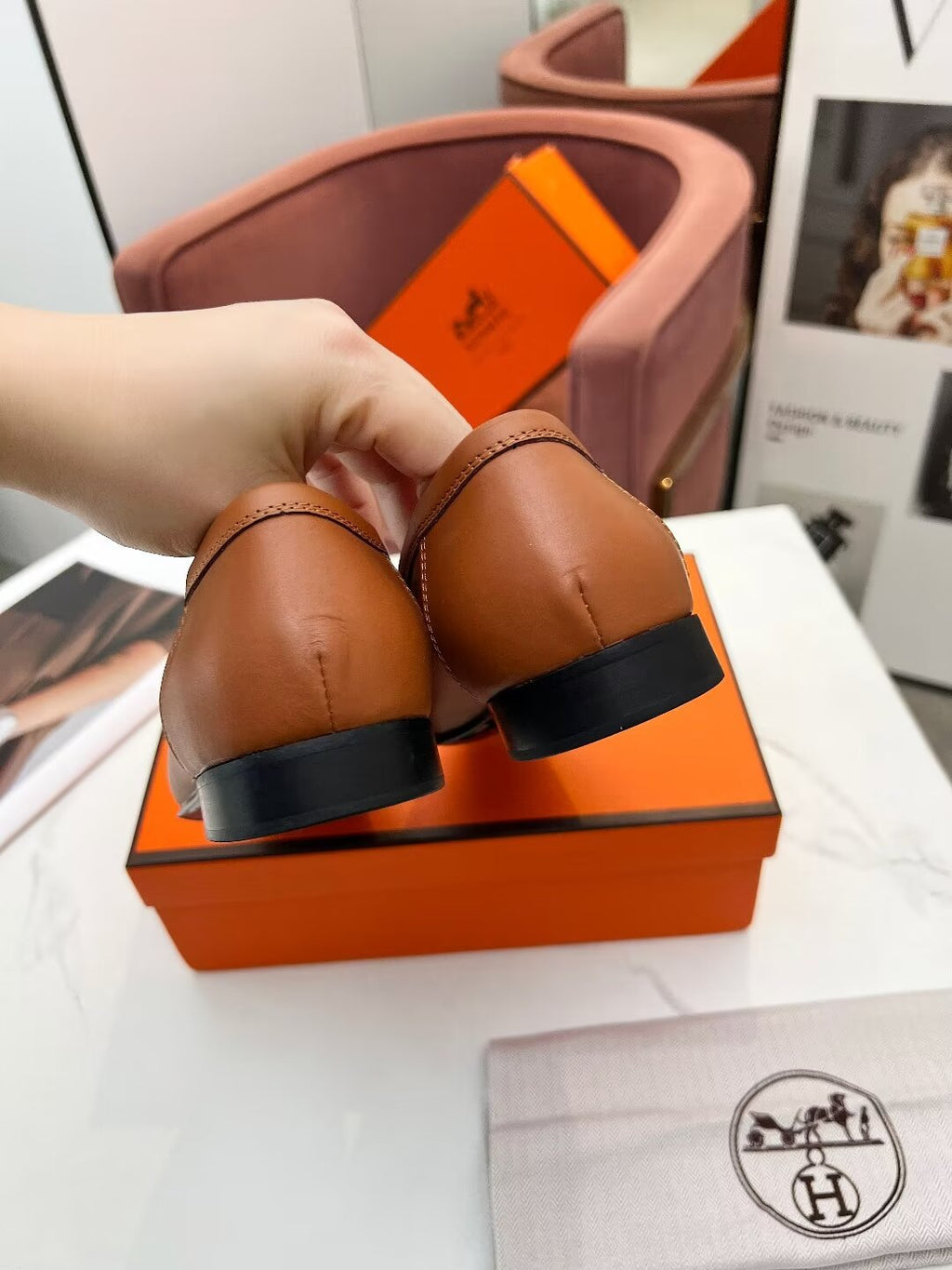 HERMES PARIS LOAFER TAWNY CALFSKIN