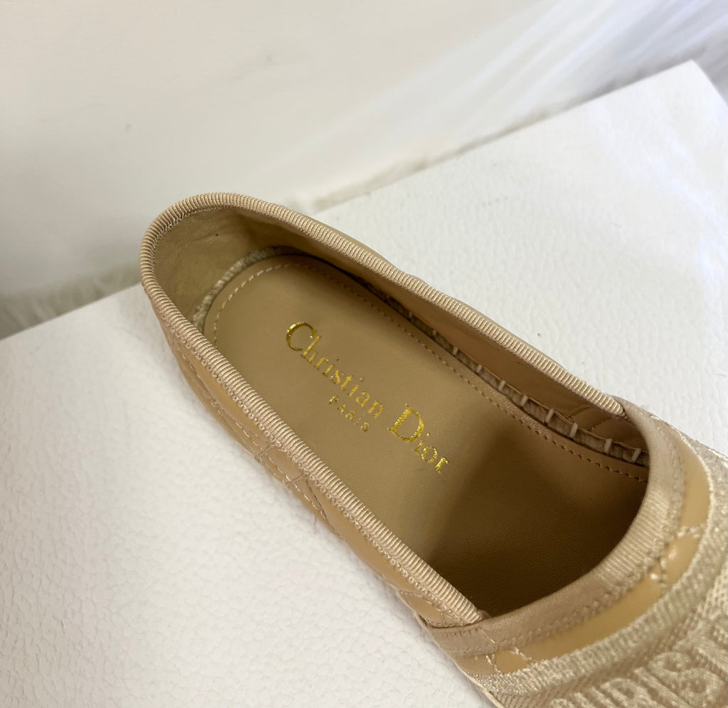 DIOR GRANVILLE ESPADRILLE CAMEL BEIGE QUILTED CANNAGE CALFSKIN