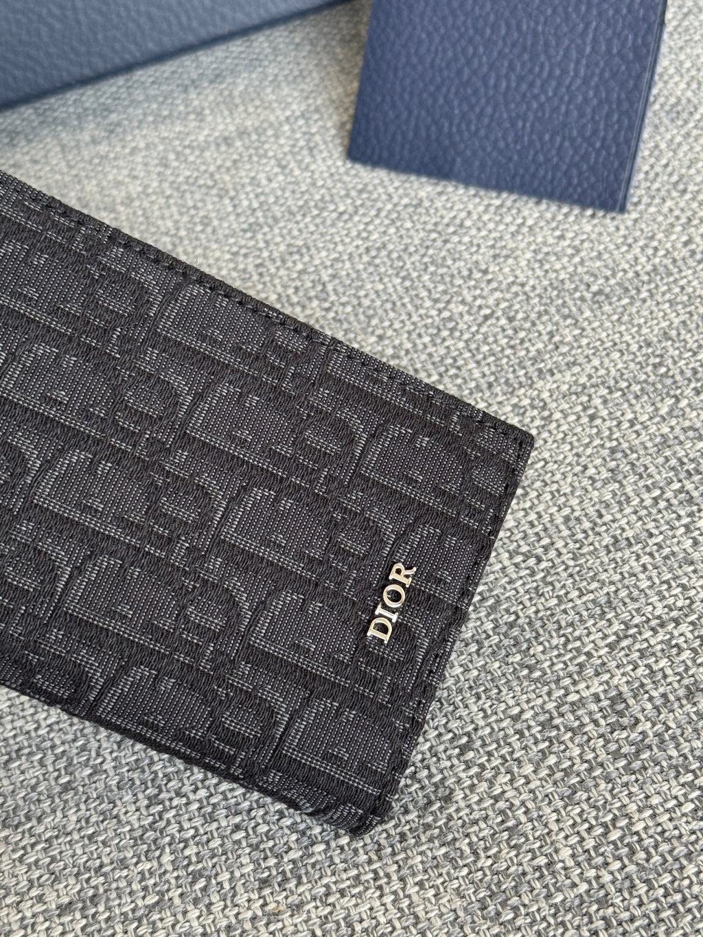 DIOR VERTICAL LONG WALLET 19 IN BLACK MONOGRAM OBLIQUE JACQUARD
