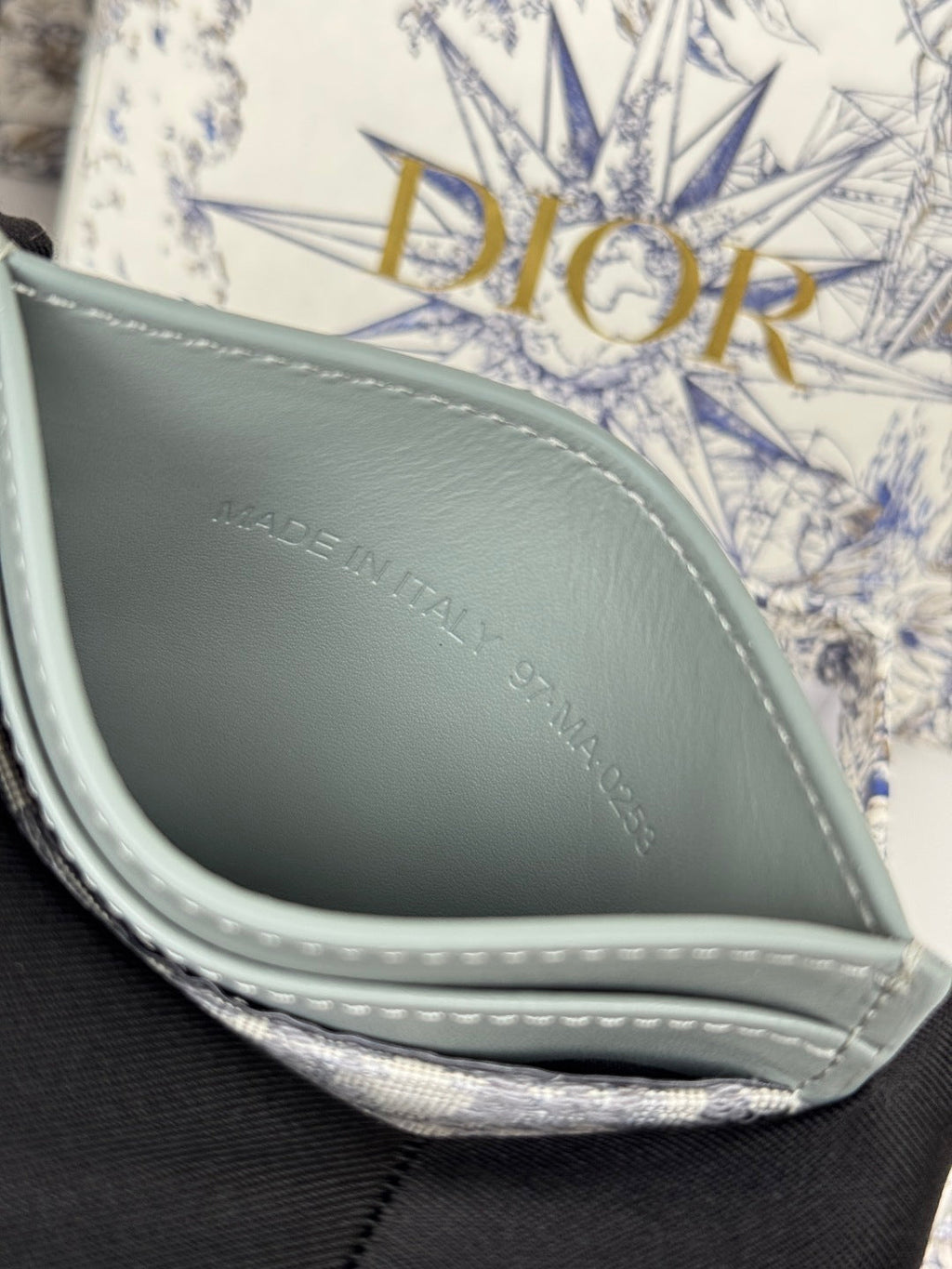 DIOR 25S 30 MONTAIGNE CARD HOLDER 10 IN GRAY GREEN OBLIQUE JACQUARD CANVAS