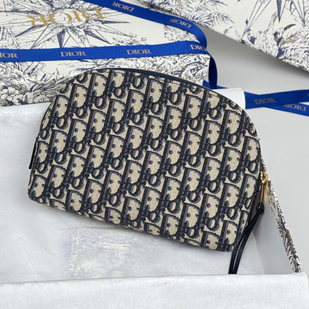 DIOR 25S 30 MONTAIGNE CLUTCH BAG 24 IN BLUE  OBLIQUE JACQUARD