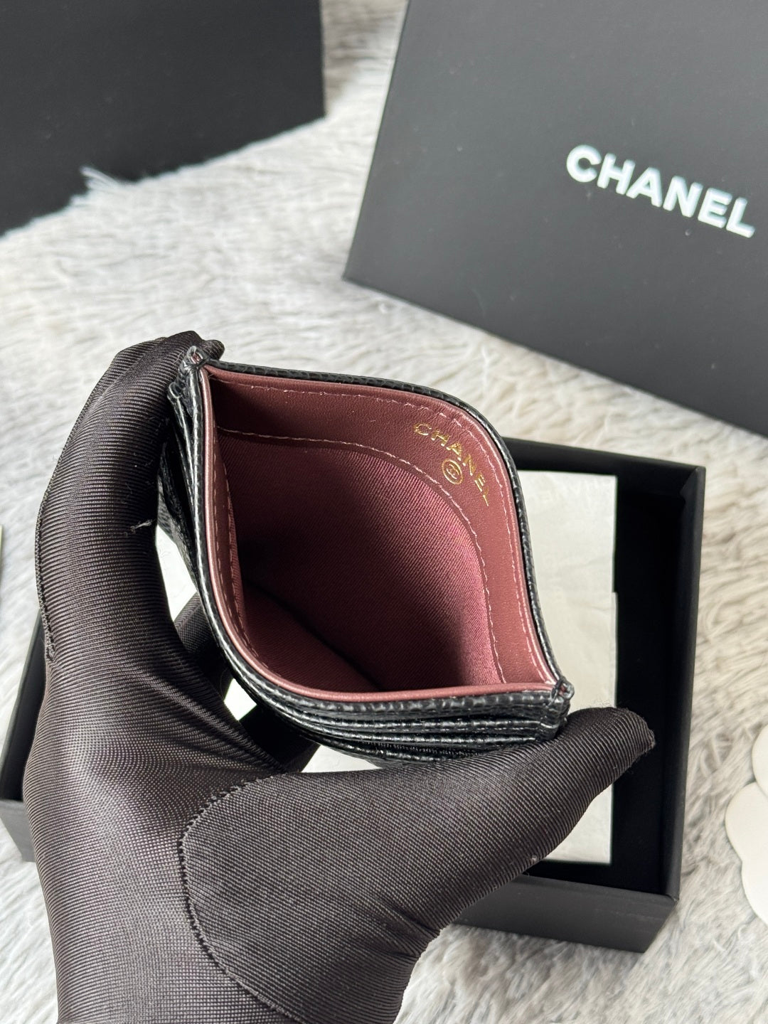 CHANEL 25S CARD HOLDER 11 IN BLACK CAVIAR GOLD HARDWARE