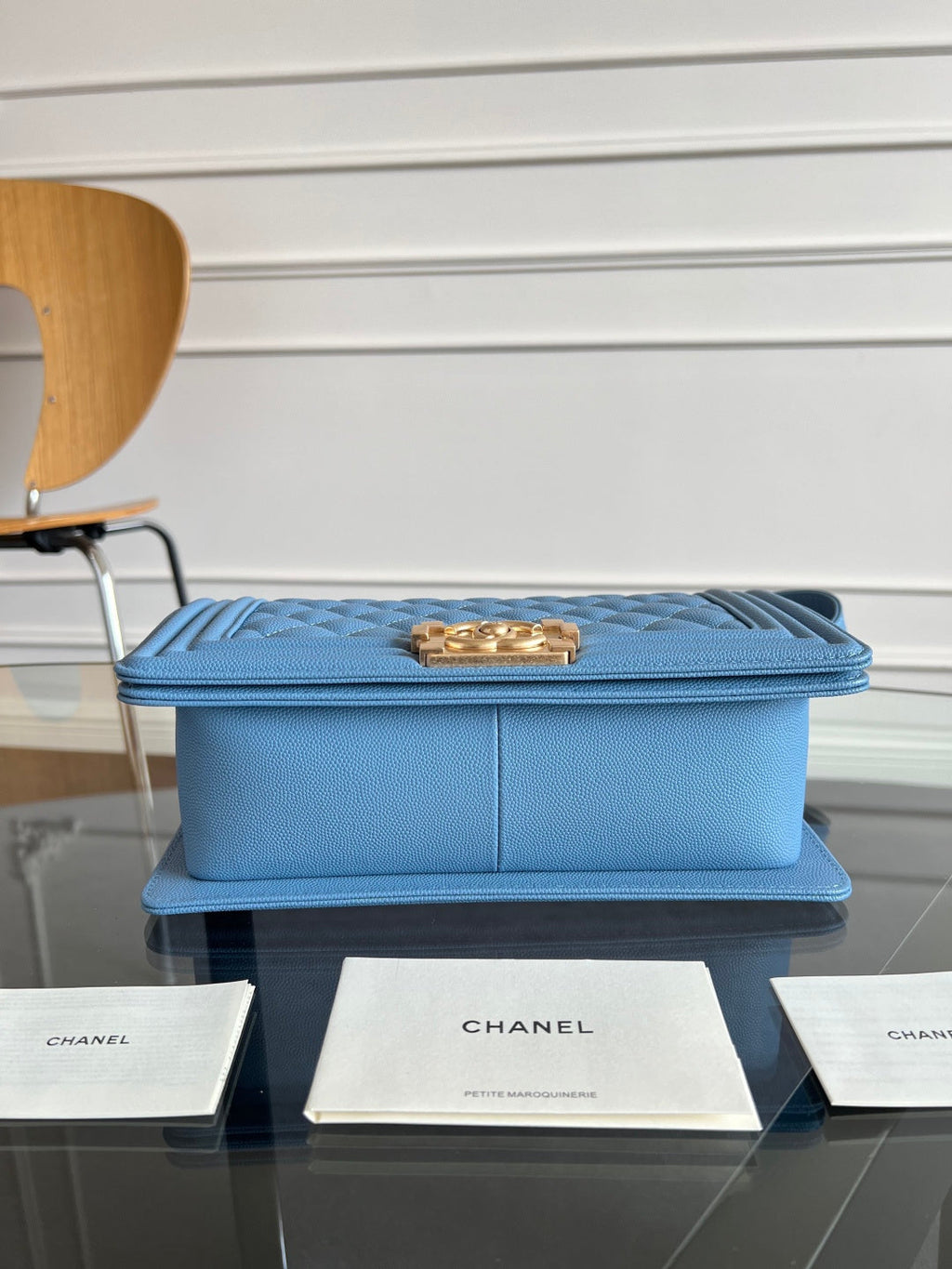 CHANEL 25S BOY BAG 25 IN BLUE CAVIAR