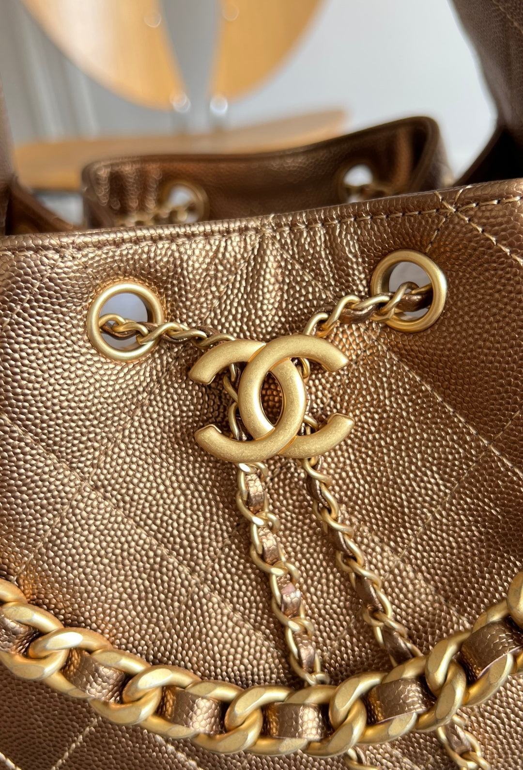 CHANEL 25S HOBO BAG 30 IN METALLIC BROWN CAVIAR WITH GOLD HARDWARE