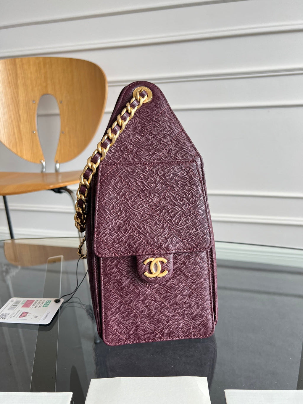CHANEL 25S HOBO BAG 30 IN DARK RED CAVIAR