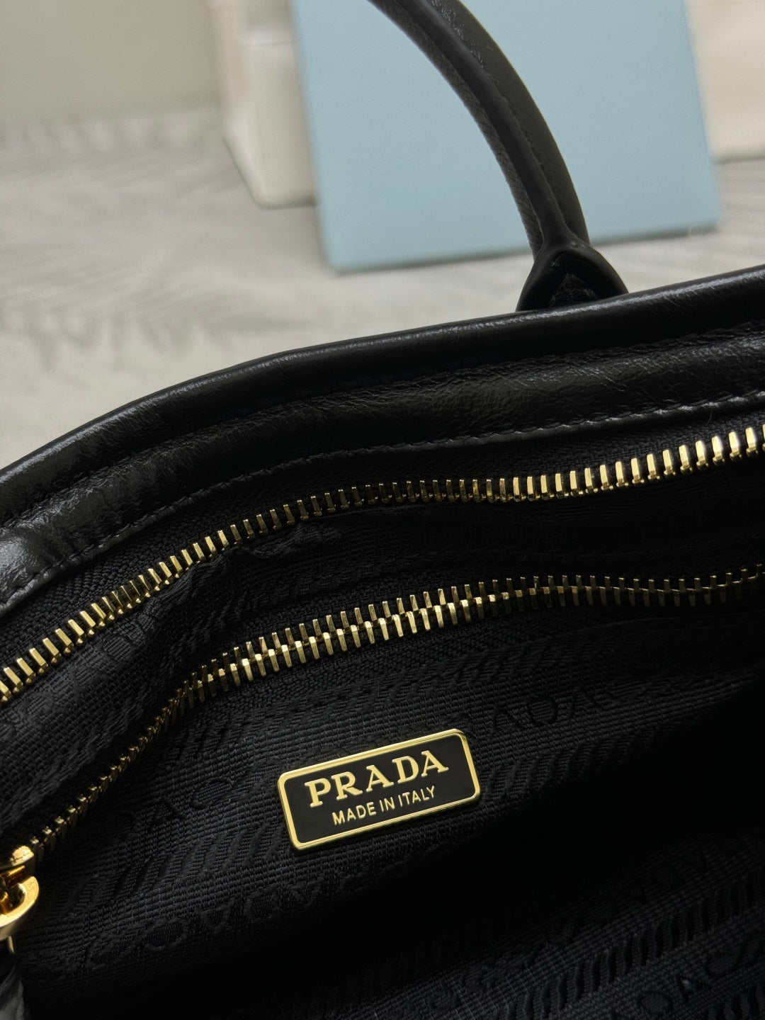 PRADA 25S BONNIE MINI HANDBAG 23 IN BLACK CALFSKIN GOLD HARDWARE