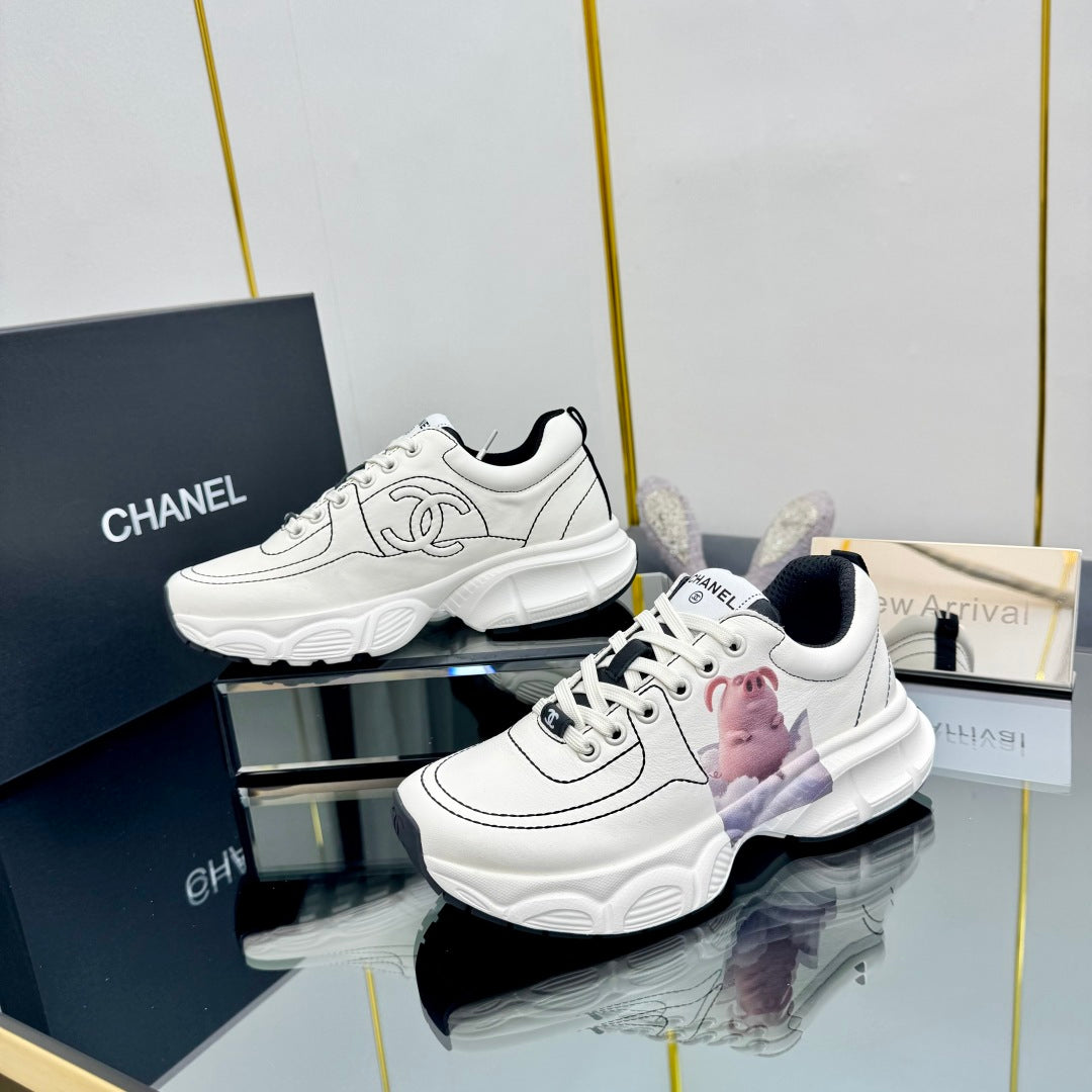 CHANEL TRAINERS SNEAKER IN WHITE CALFSKIN WITH STICKER 238627