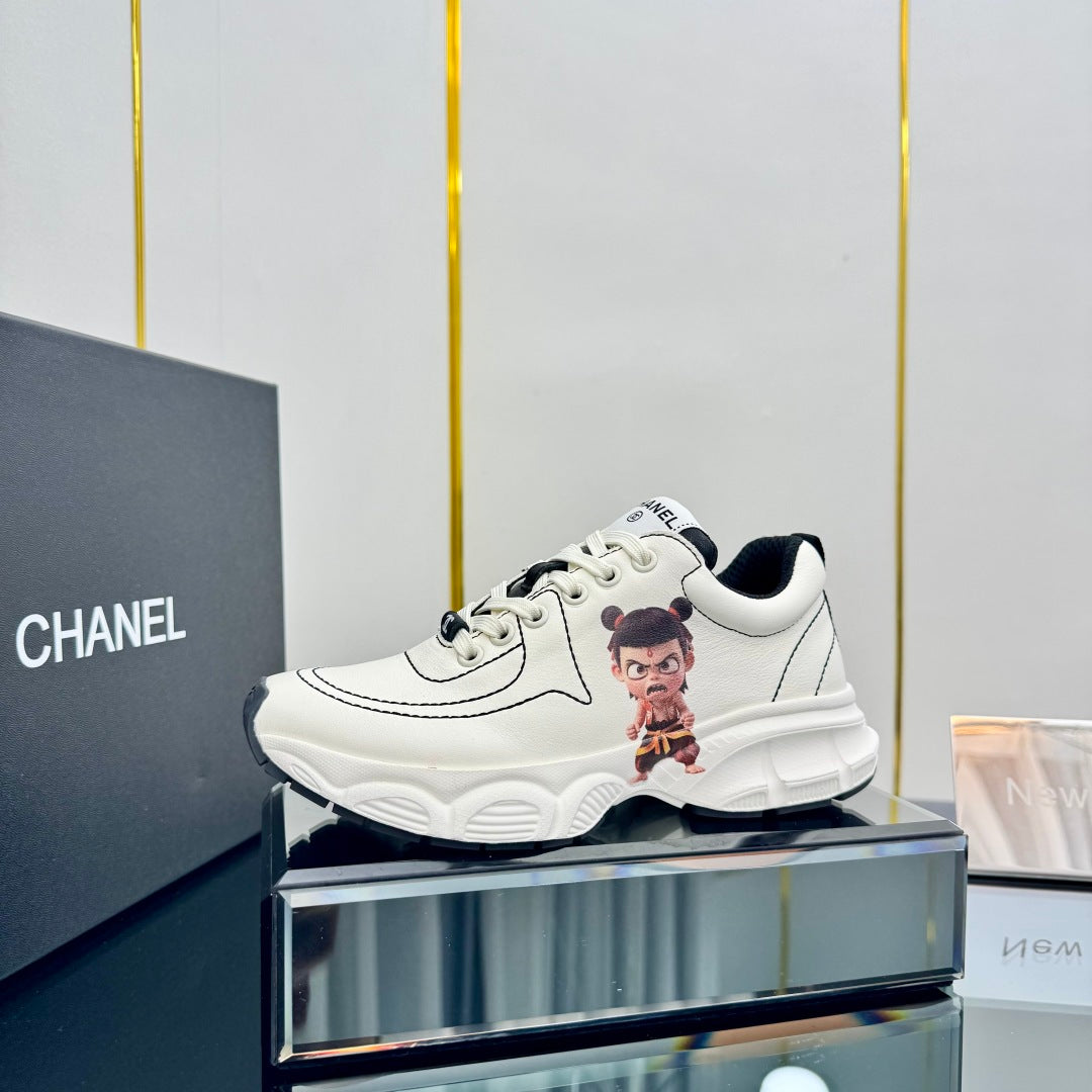 CHANEL TRAINERS SNEAKER IN WHITE CALFSKIN WITH STICKER 238629