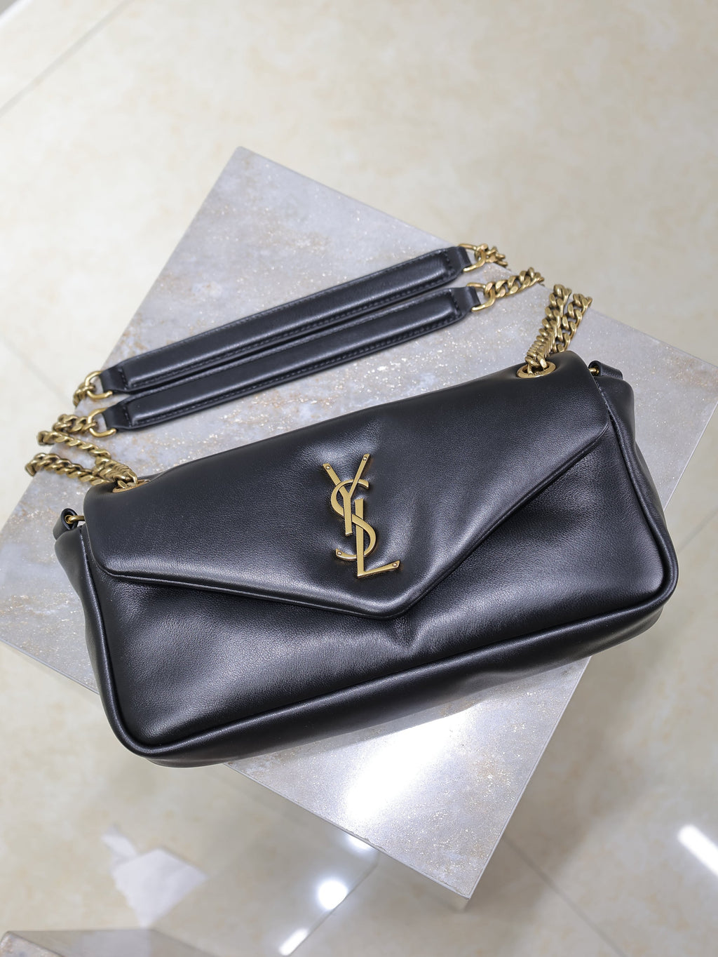 YSL 25S CALYPSO HANDBAG 26 IN BLACK LAMBSKIN GOLD HARDWRE