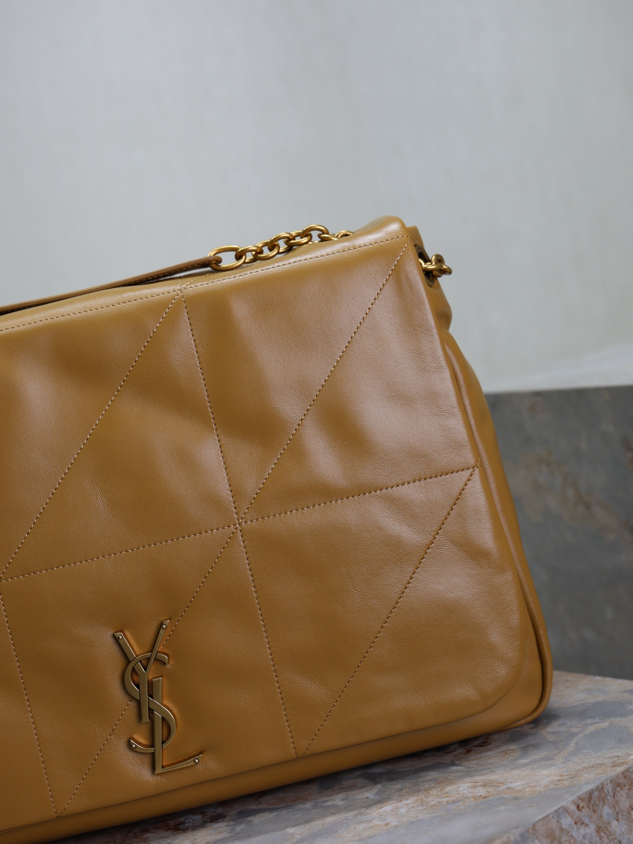 YSL 25S LARGE JAMIE 43 IN DARK GOLDENROD LAMBSKIN GOLD HARDWARE