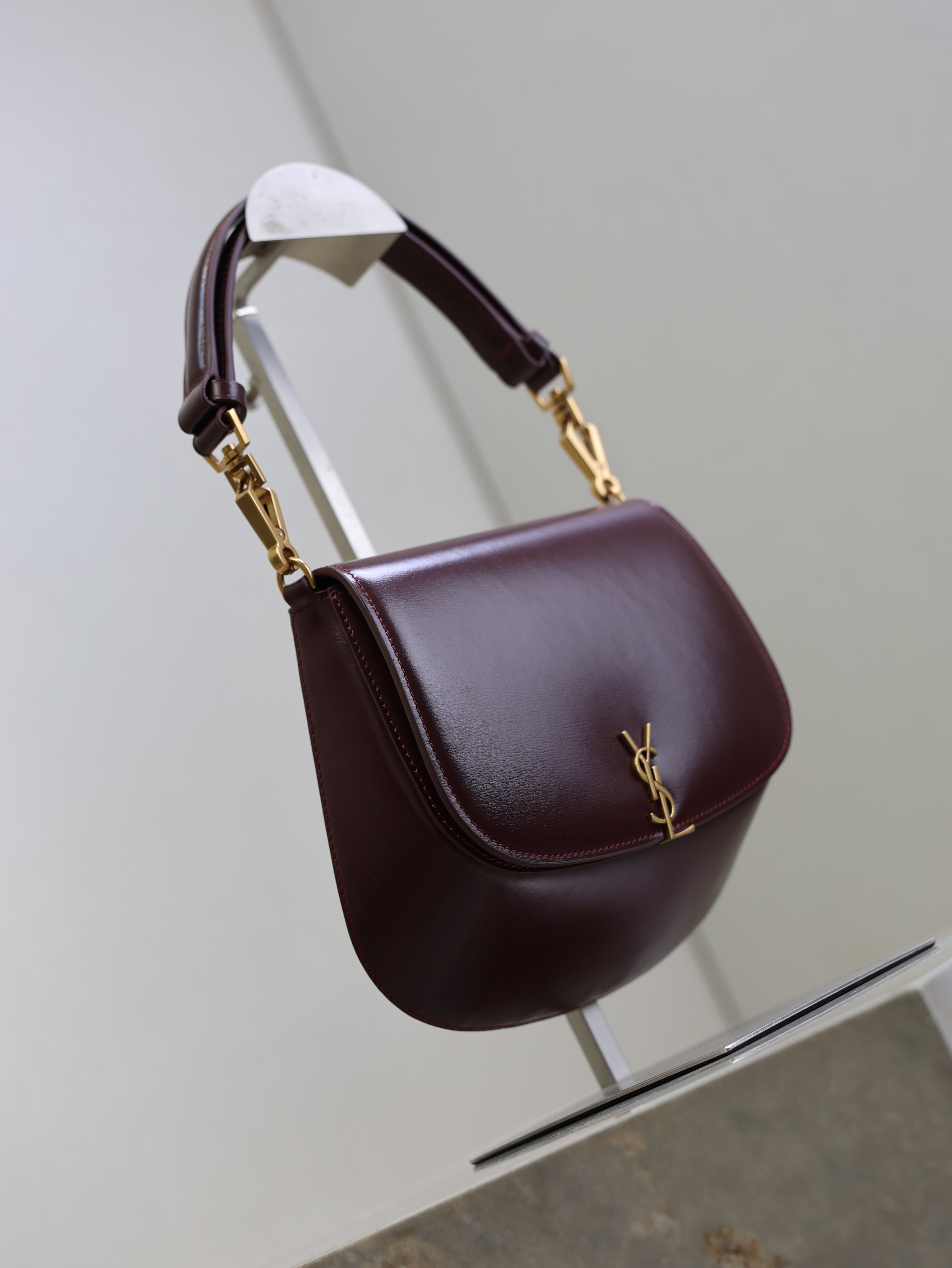 YSL 25S MINI VOLTAIRE 21 IN ROUGE CABERNET CALFSKIN SAINT LAURENT GOLD HARDWRE