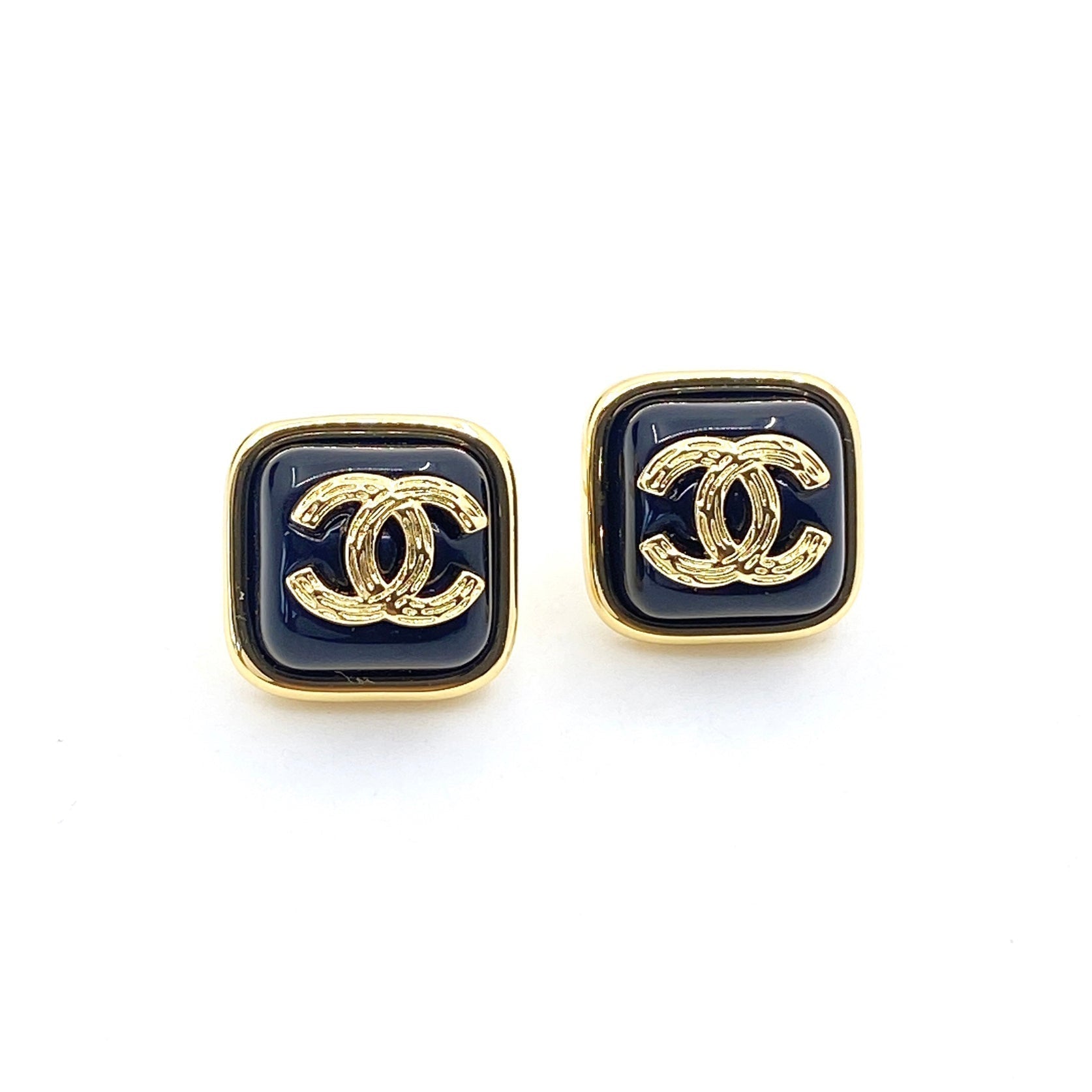 18K  Chanel Square Resin Earrings