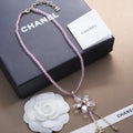 18K  Chanel Purple Crystal Flower Necklace