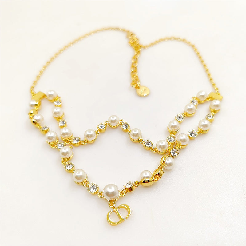 18K Dior Long Pearl Chain Necklace