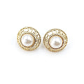 18K  Chanel Pearl Round Earrings
