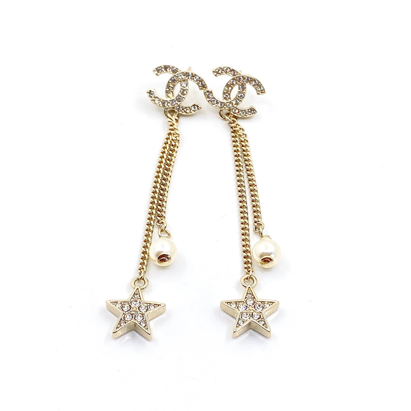 18K  Chanel Pearl & Star Earrings