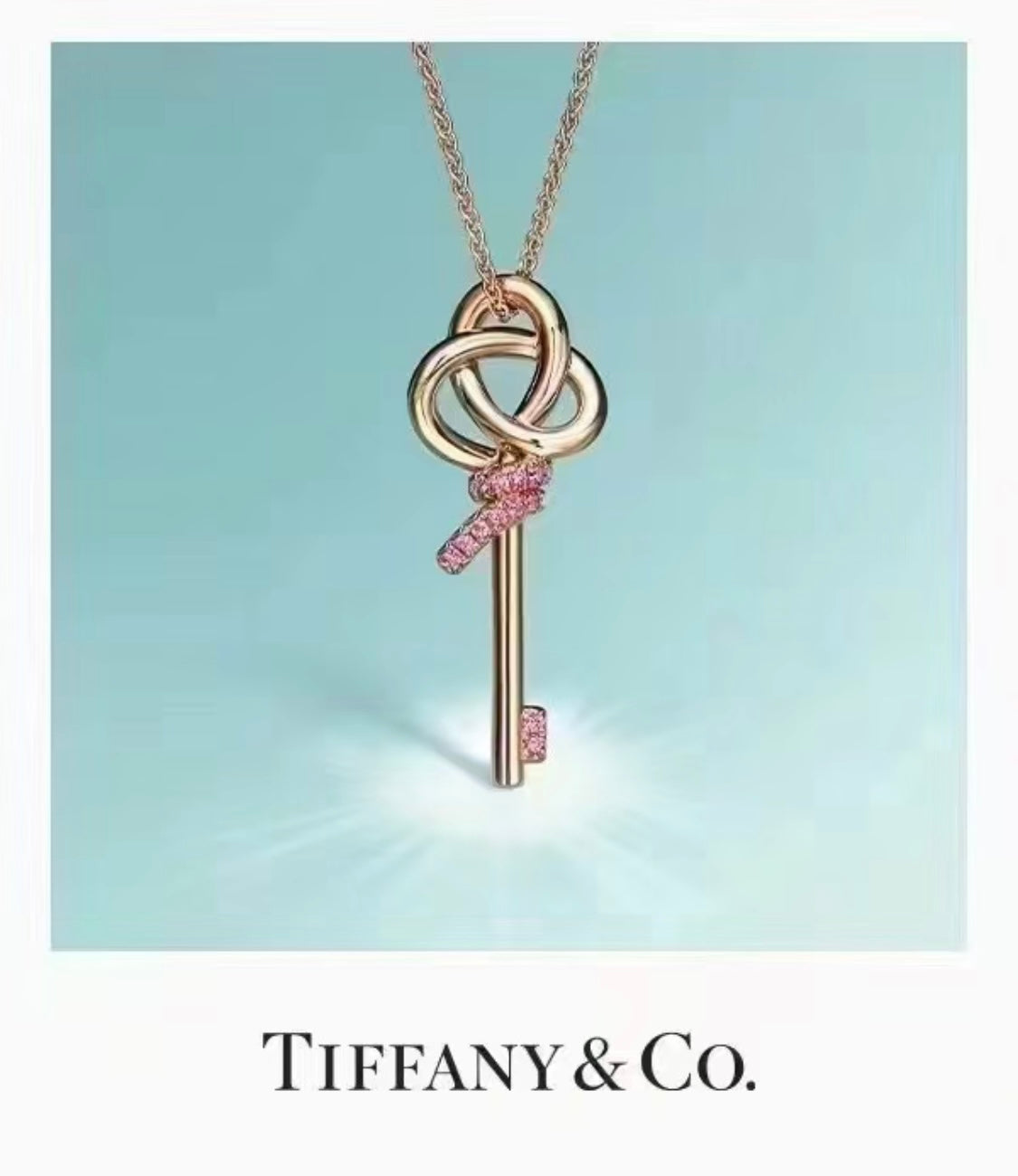 18K Tiffany Keys Woven Pink Diamonds Medium Necklace