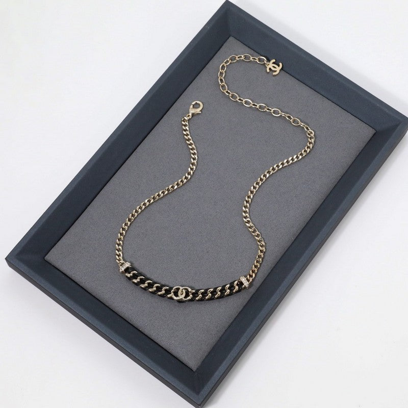 18K  Chanel Vintage Gold Leather Necklace