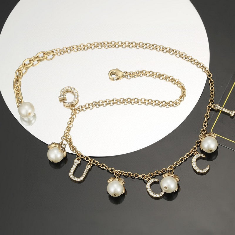 18K Double Gucci Pearl Necklace