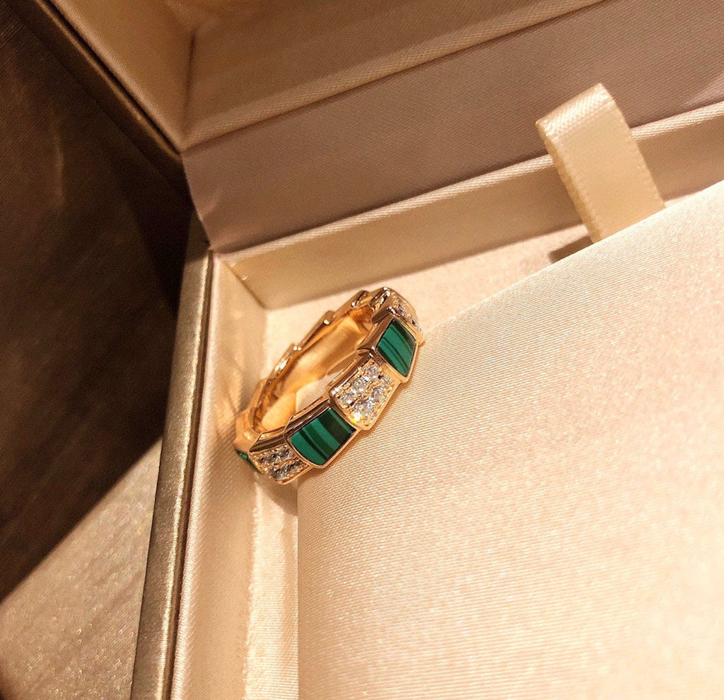 18K BVLGARI Serpenti Viper Malachite Ring