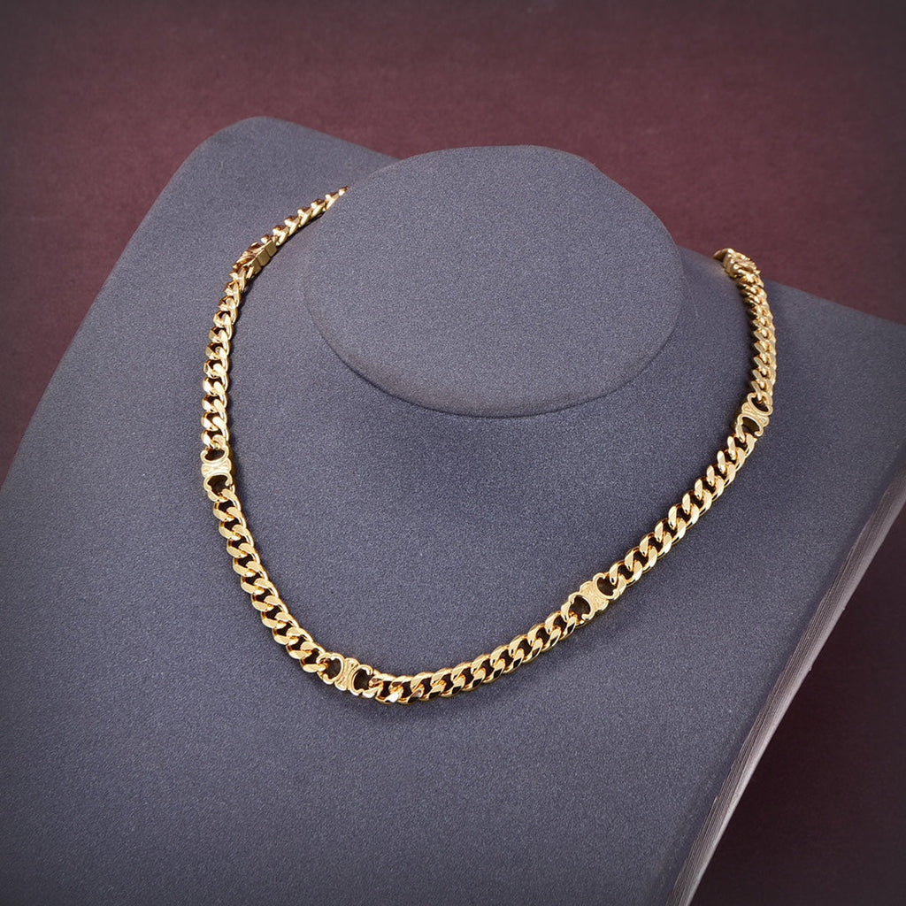 18K Dior Celine Small Gourmette Necklace