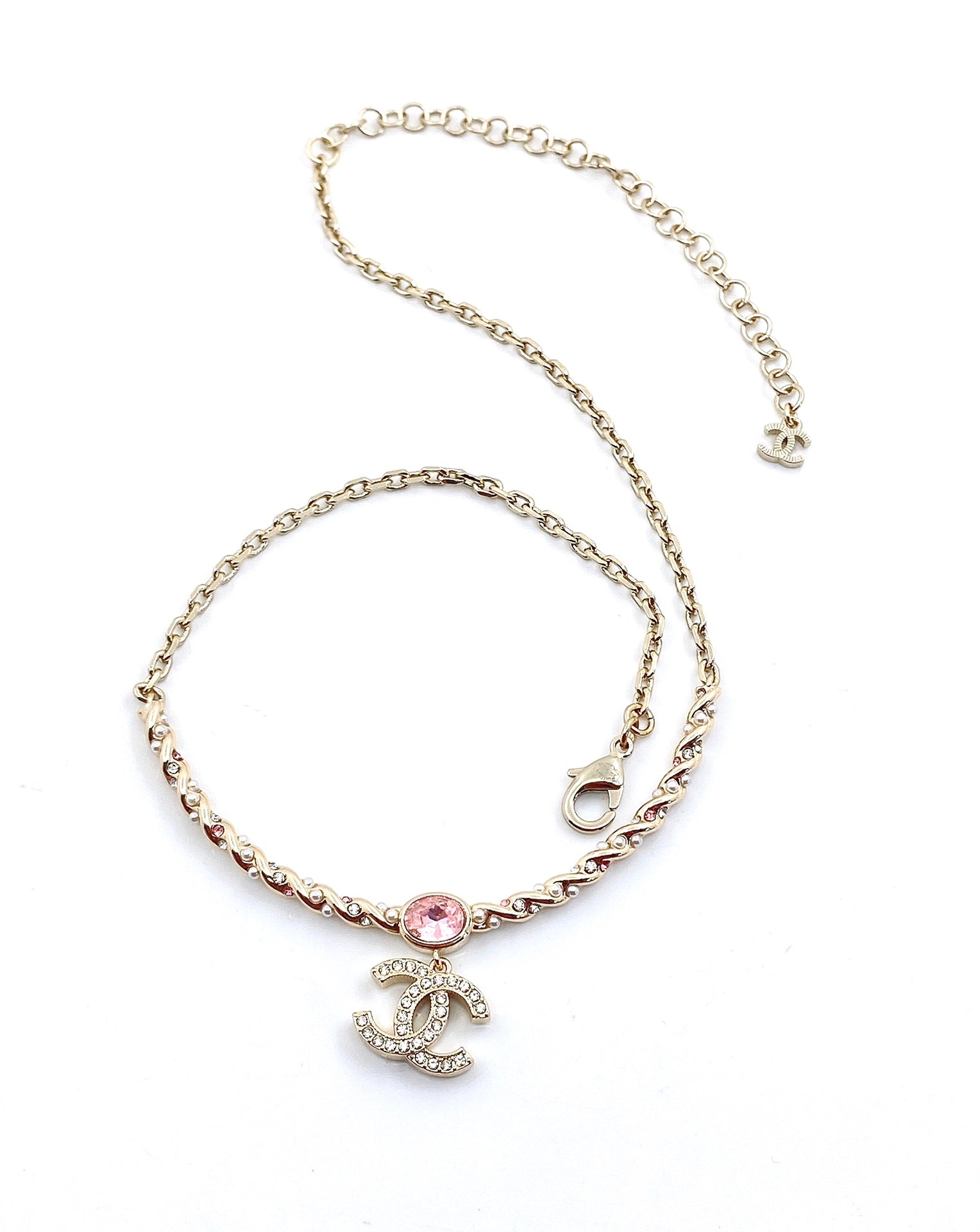 18K  Chanel Pink Crystal Necklace
