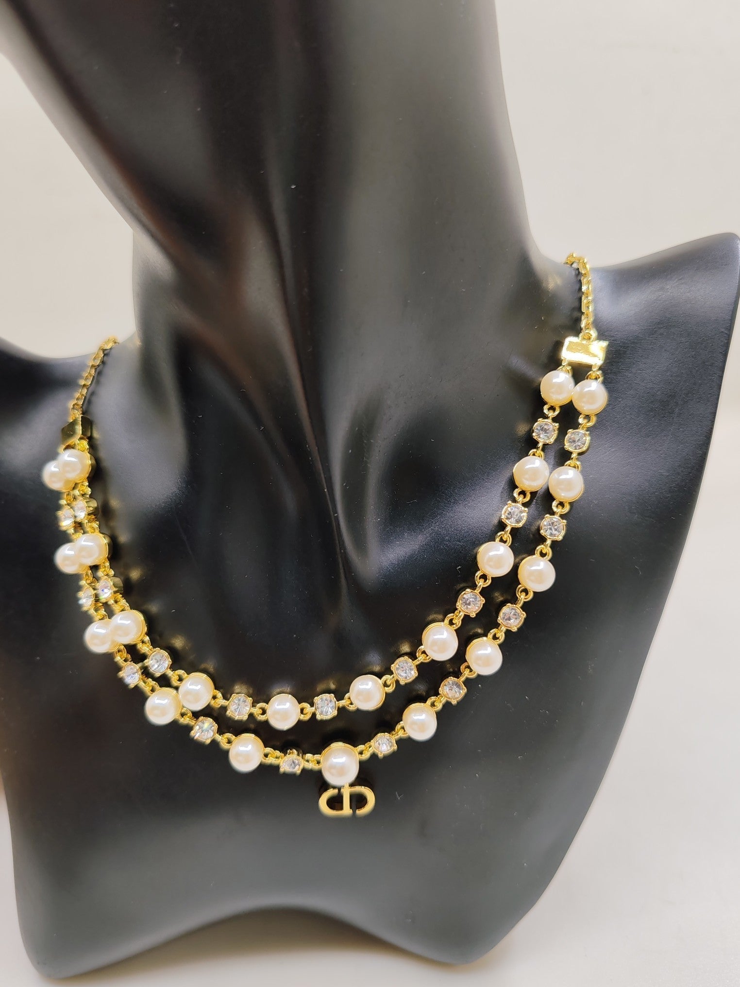 18K Dior Long Pearl Chain Necklace