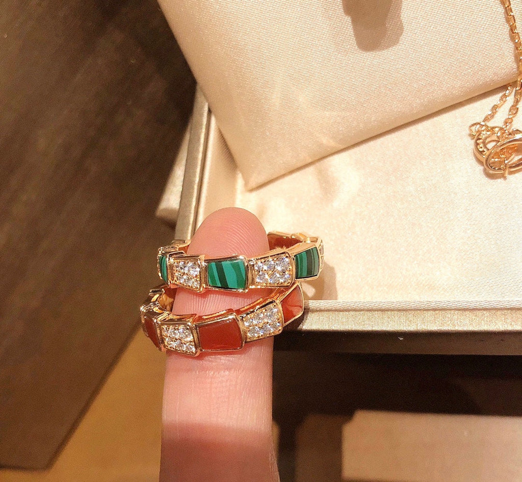 18K BVLGARI Serpenti Viper Malachite Ring