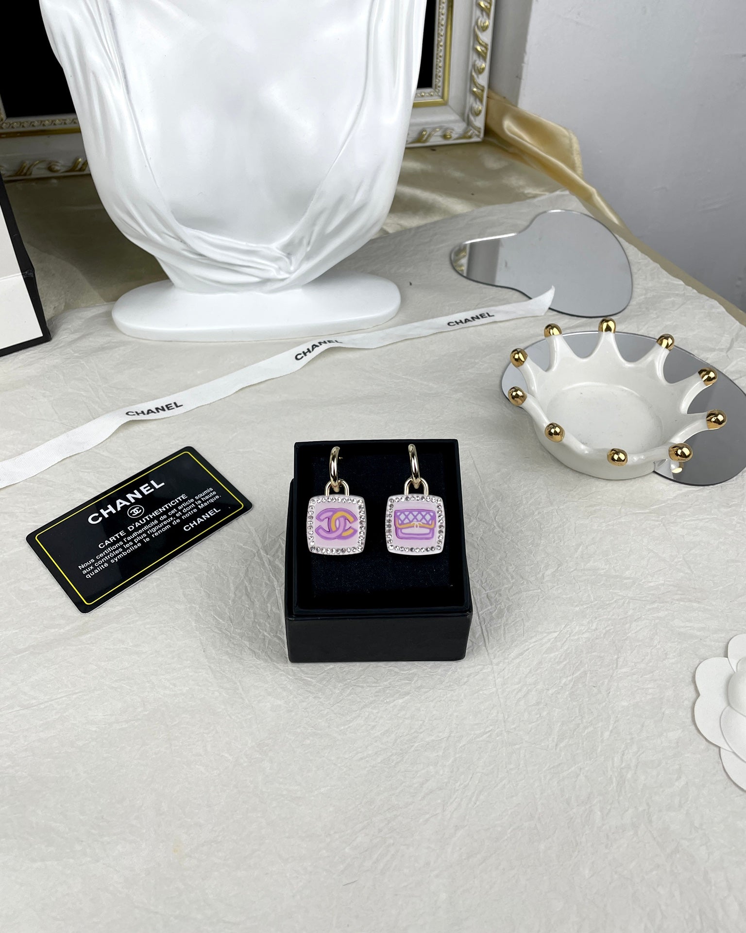18K  Chanel Pink Bottle Earrings