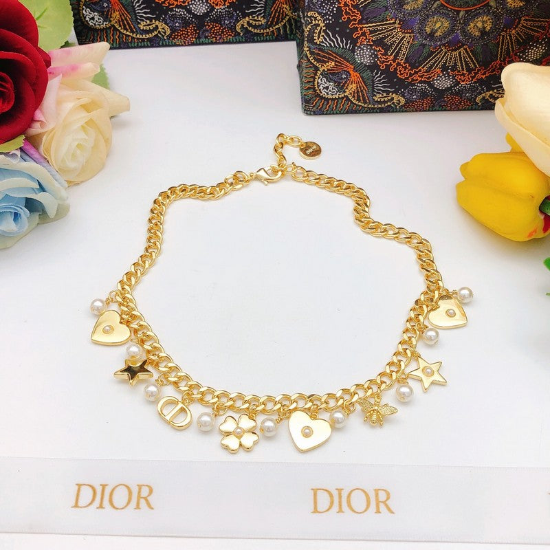 18K Dior Star Pearl Gold Necklace