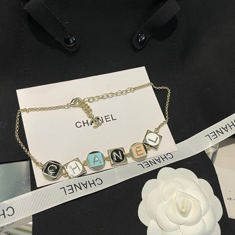18K  Chanel Color Logo Choker Necklace