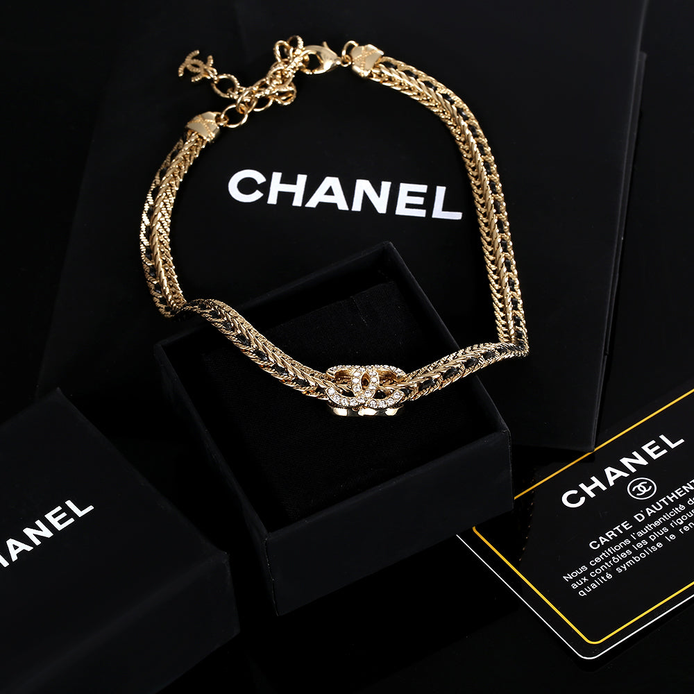 18K  Chanel Strass Chain Choker Necklace