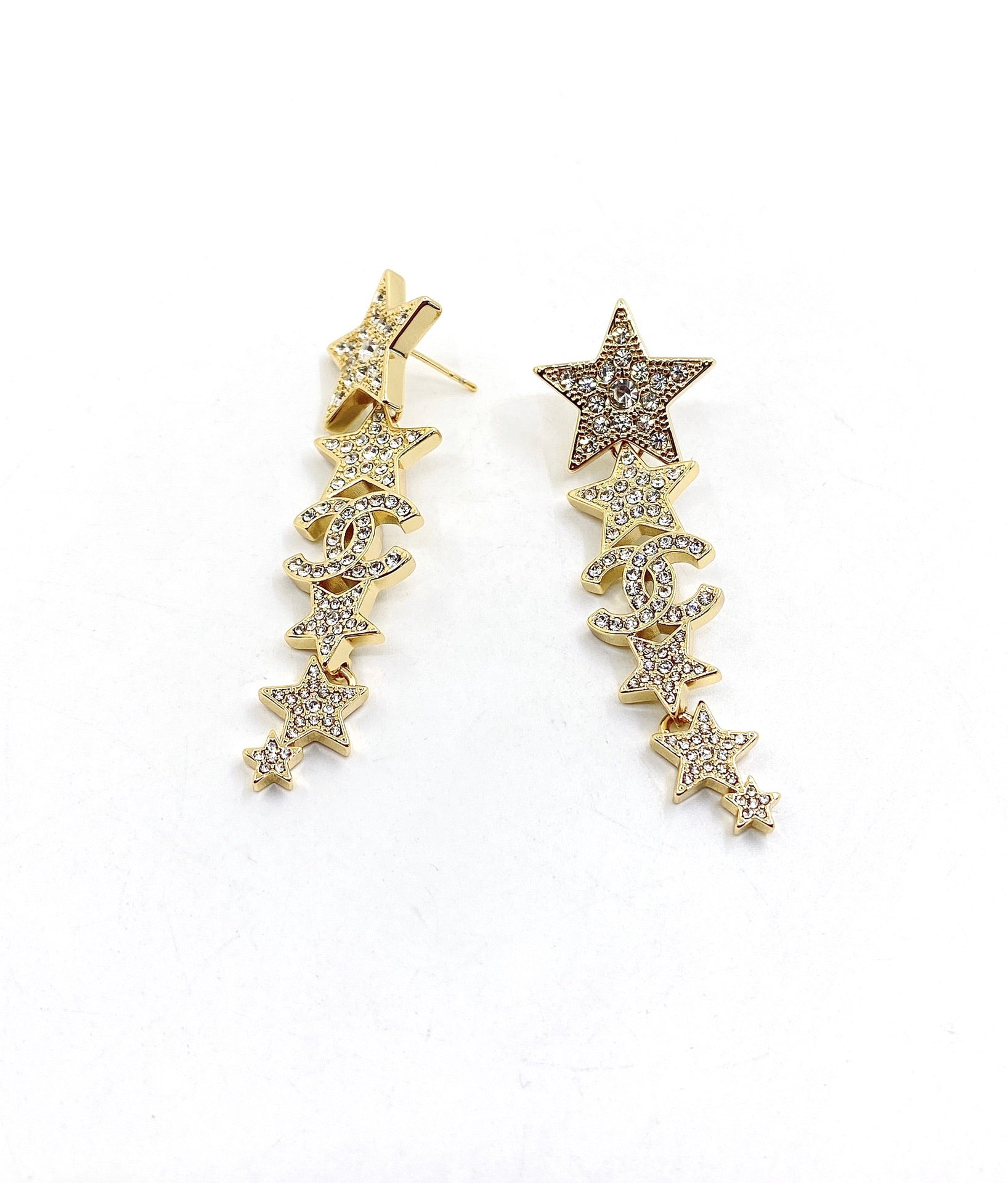 18K  Chanel Star Diamonds Pendant Earrings