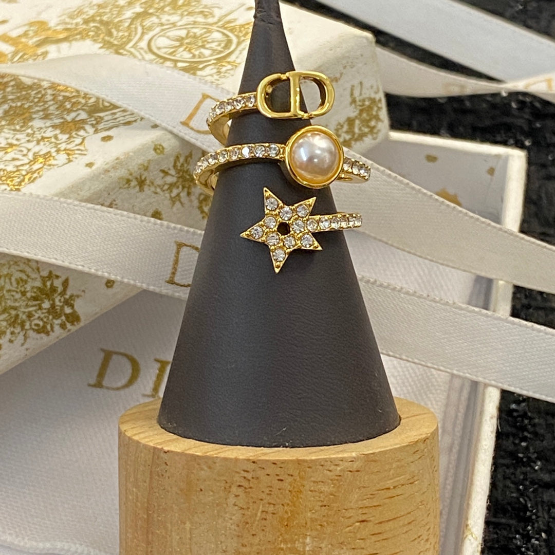 18K Dior Star Pearl Ring