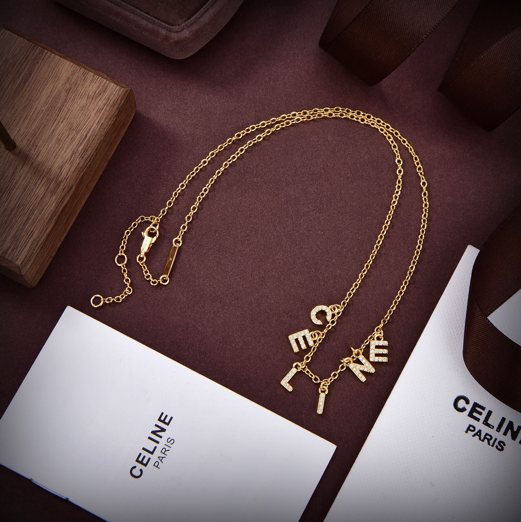 18K Celine Paris Strass Crystals Necklace