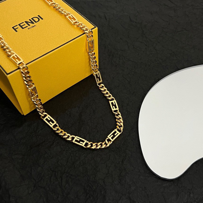 18K Fendi Baguette Chain Necklace