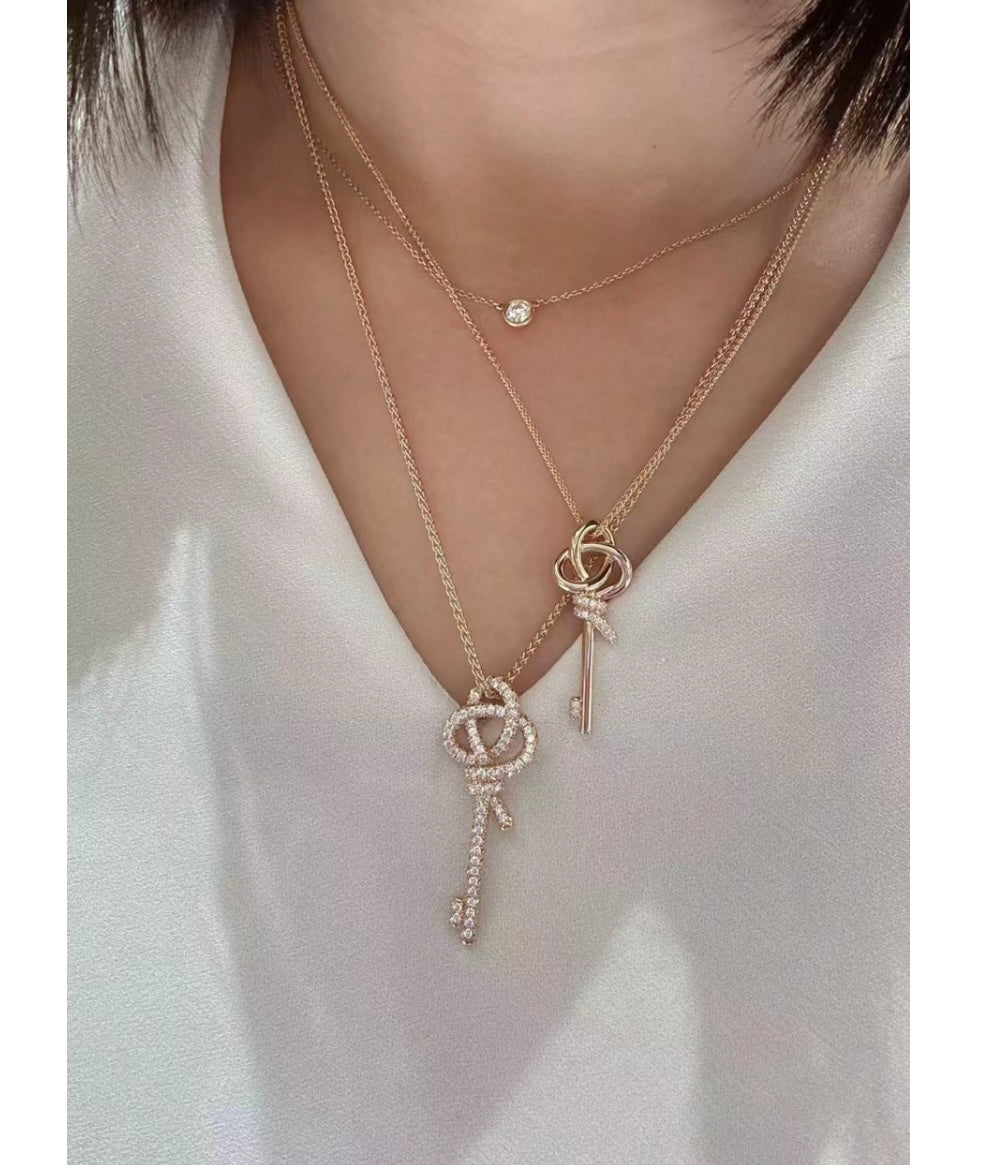 18K Tiffany Keys Woven Diamonds Large Necklace