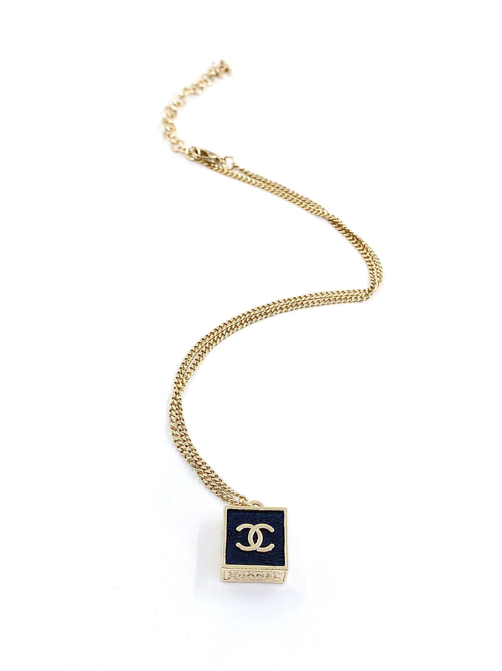 18K  Chanel Square Pendant Necklace