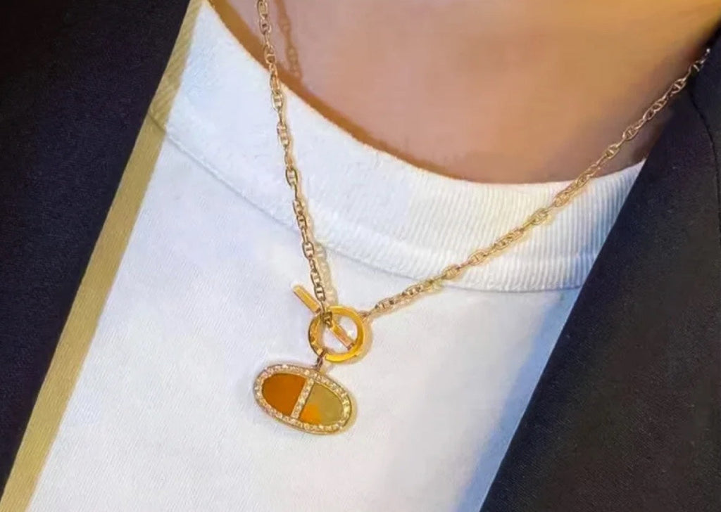 18K Chaine D'ancre Contour Pendant Hermes Necklace