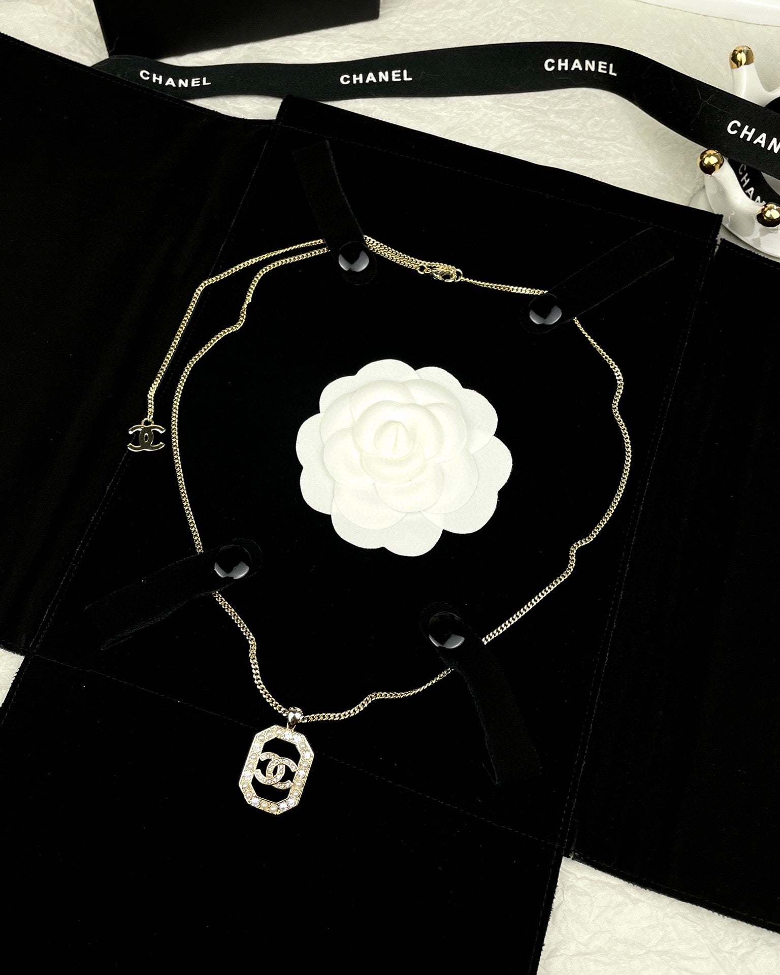 18K  Chanel Perfume Bottle Chain Necklace