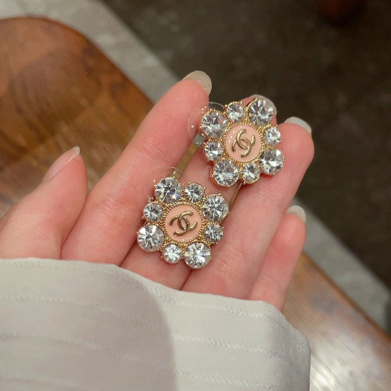 18K  Chanel Color Flower Diamond Earrings