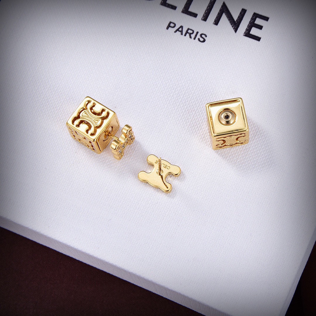 18K Celine Dice Pendant Earrings
